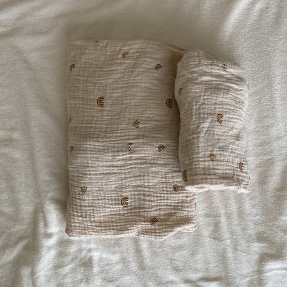 Boho Mushie Muslin Mini Crib Sheet & Changing pad cover